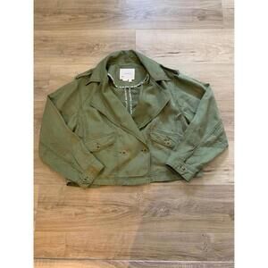 Anthropologie Aviator Jacket Women's M Army Green Cropped Distressed Military
